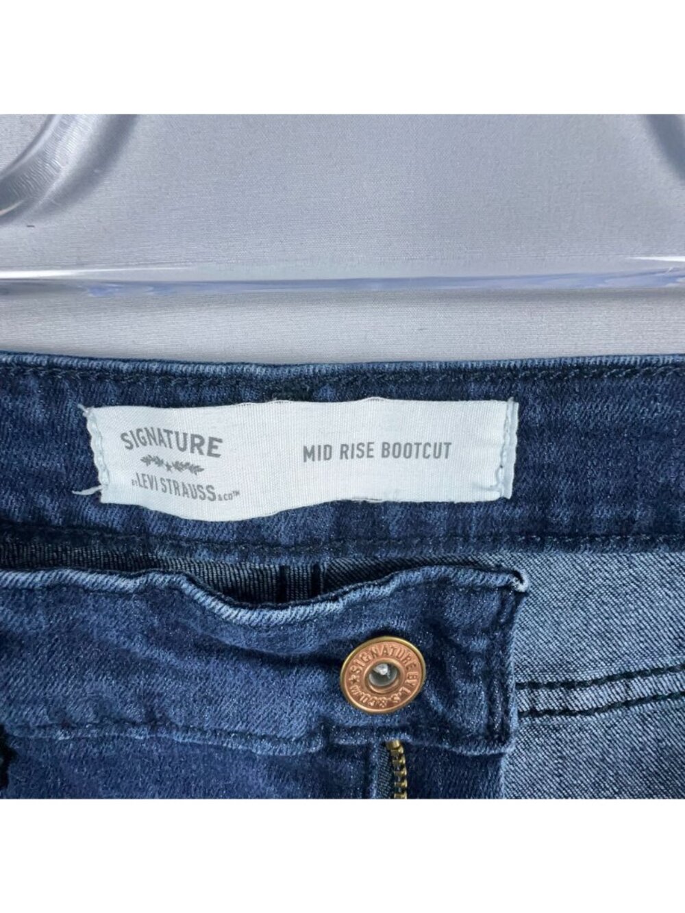 Signature By Levi Strauss Jeans Size 14 Large Bootcut Mid Rise Blue Dark Wash - Picture 5 of 13